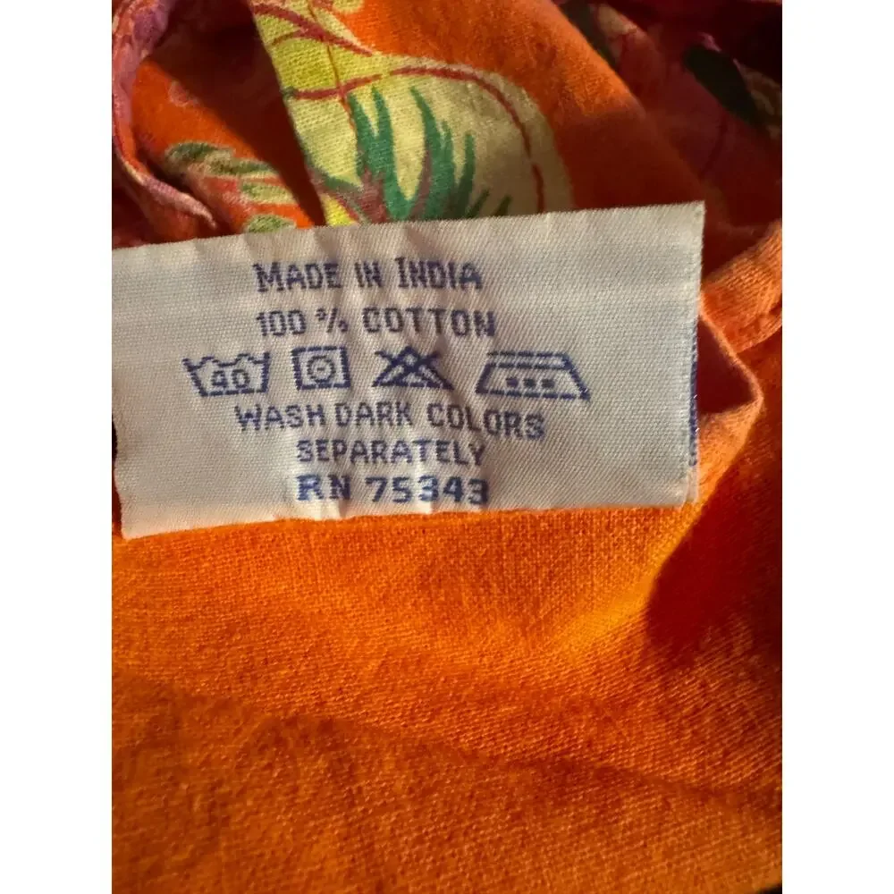 April Cornell Floral Cotton Ruffle Apron Orange Pink Cottagecore 100% Cotton